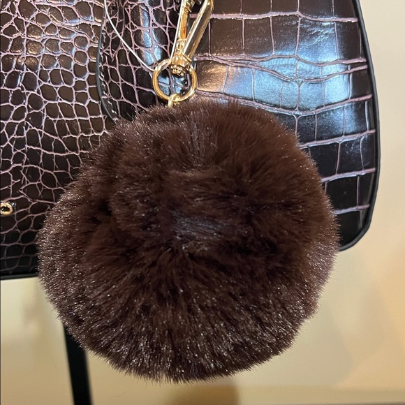 Aldo | Rich Brown Croc-Embossed Shoulder Bag w/ Bag Charm - Picture 5 of 15